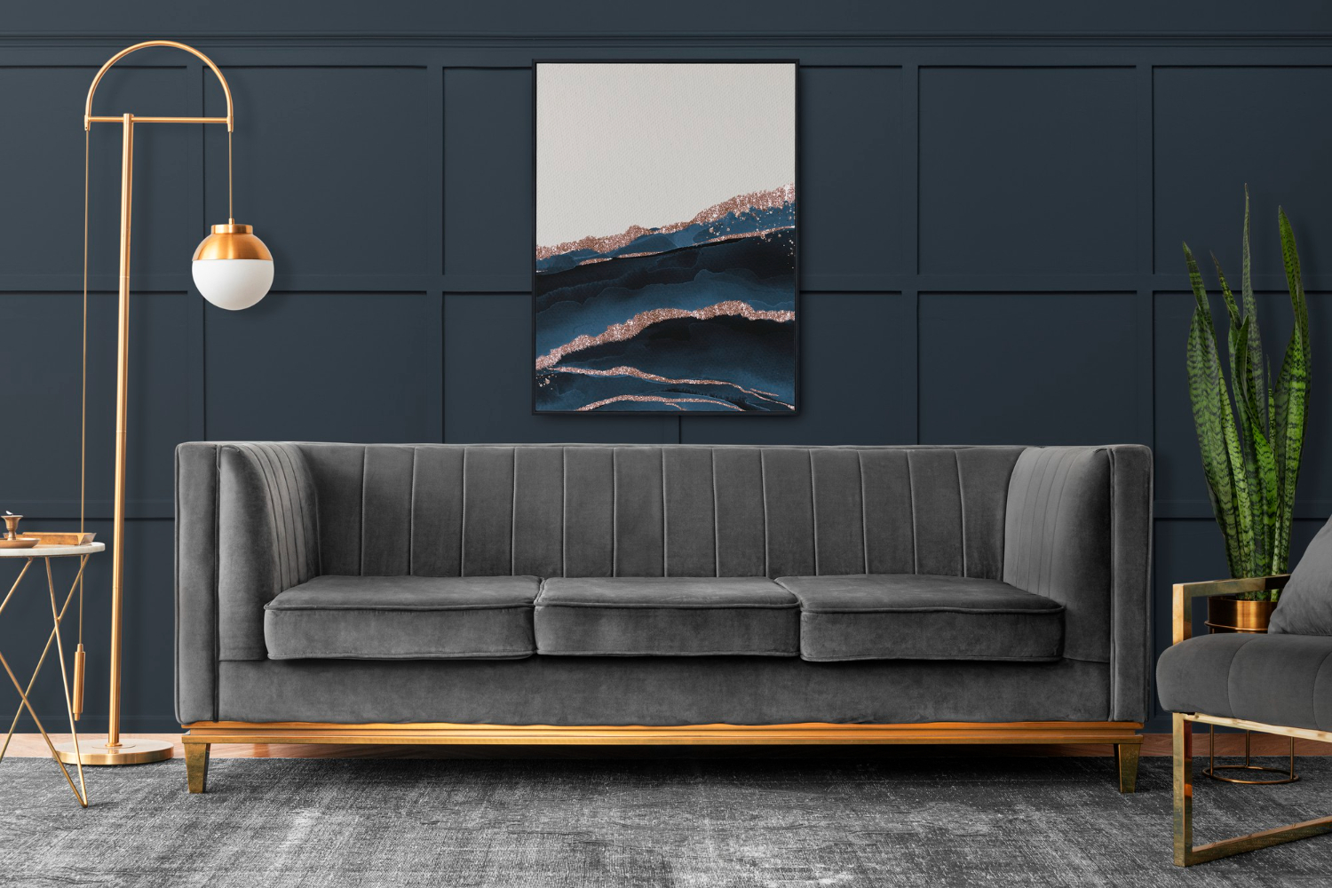 A grey sofa.